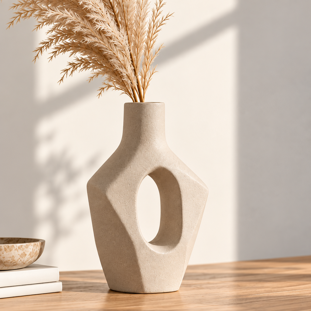 Abstract Geometric Ceramic Vase