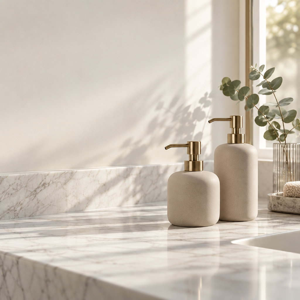 Matte Ceramic Soap Dispenser Set