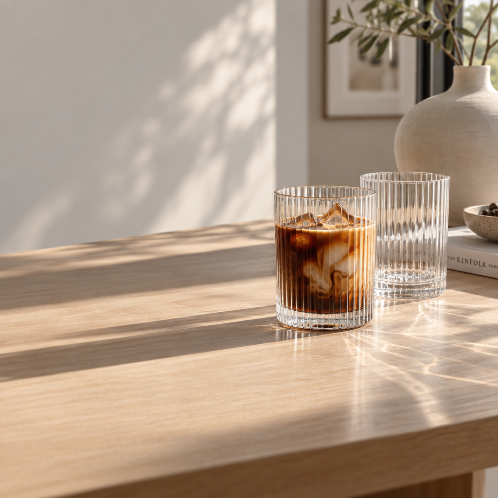 Hand-Blown Ribbed Glass Tumbler Set