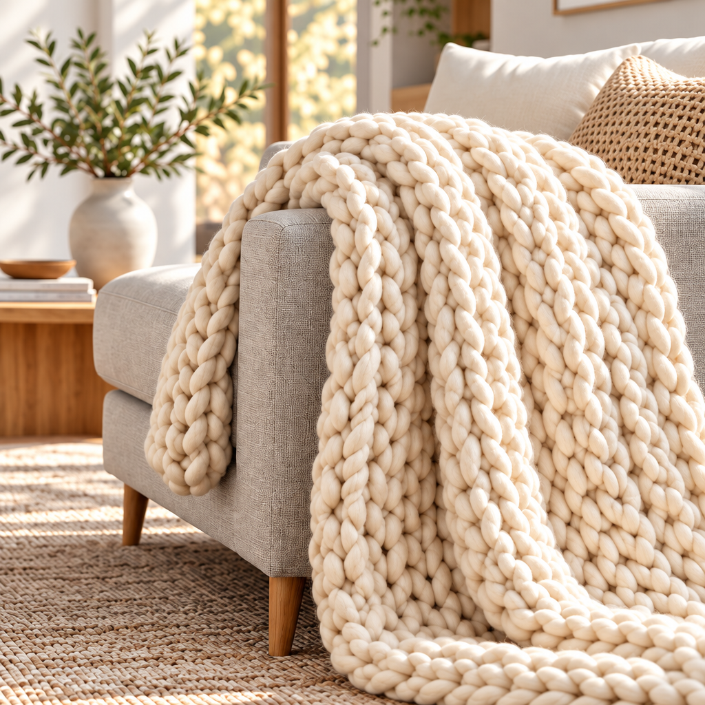 Hand-Chunky Knit Weighted Blanket