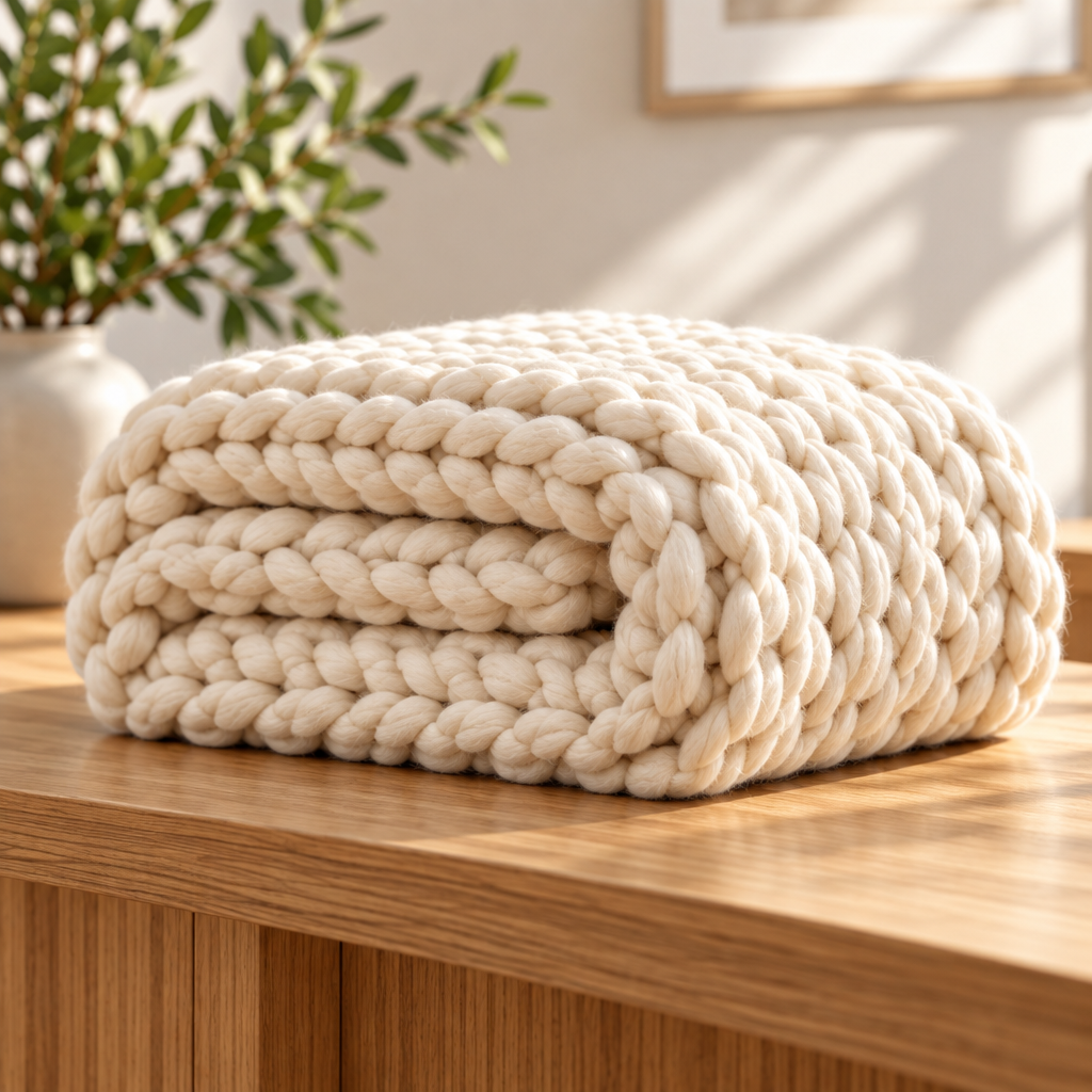 Hand-Chunky Knit Weighted Blanket